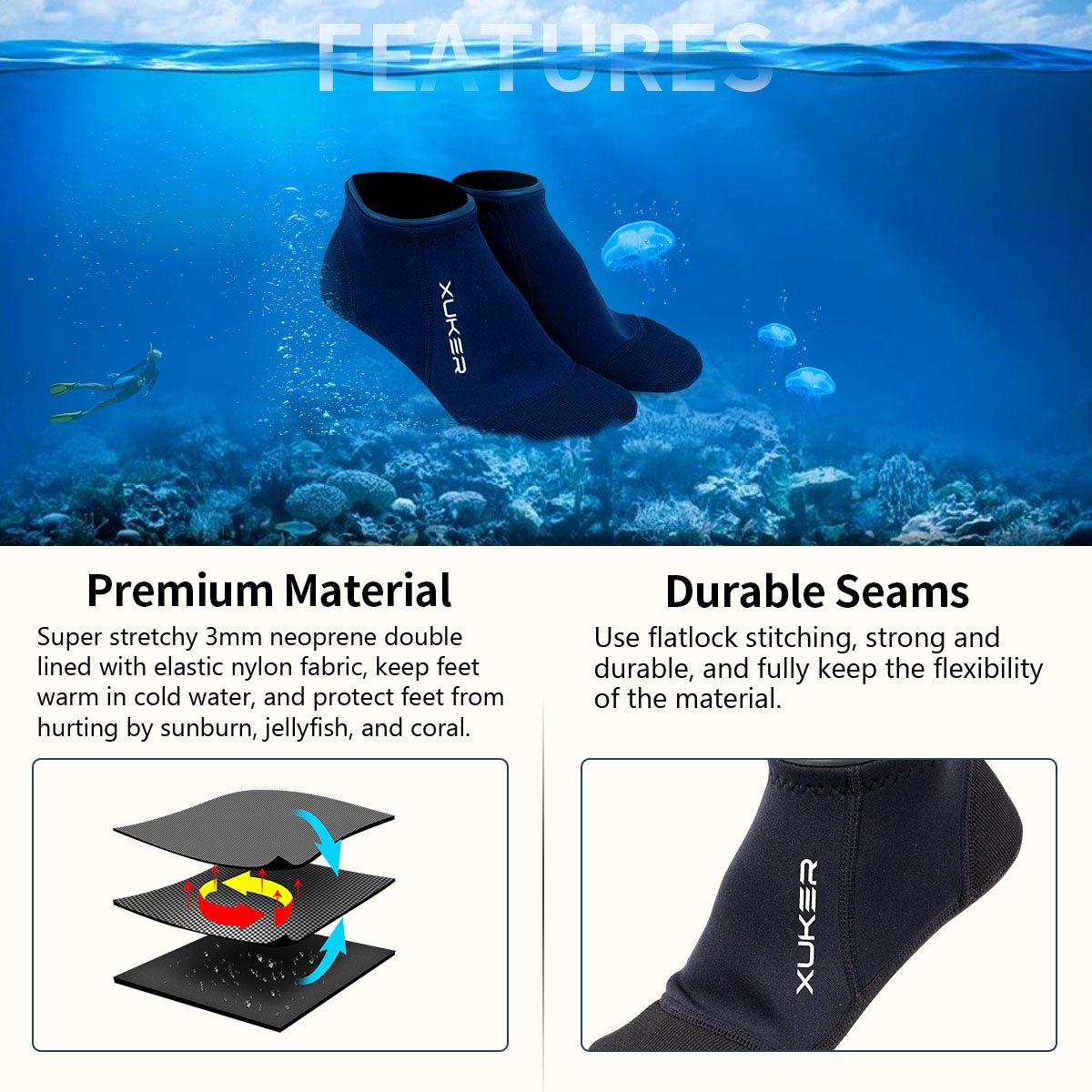 3mm Neopren Çorap Plaj Voleybo - Snorkel Dry Top incelemesi ve fiyatı